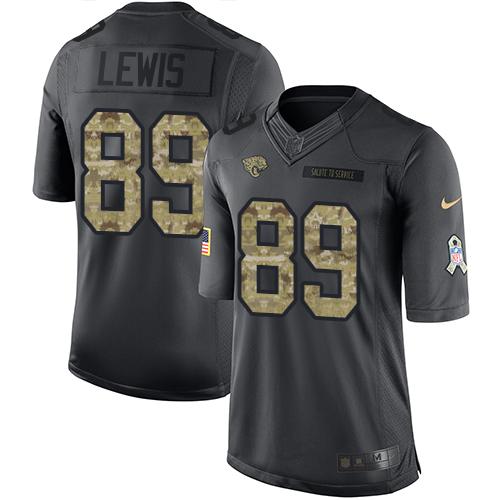 Nike Jaguars #89 Marcedes Lewis Black Youth Stitched NFL Limited 2016 Salute to Service Jersey